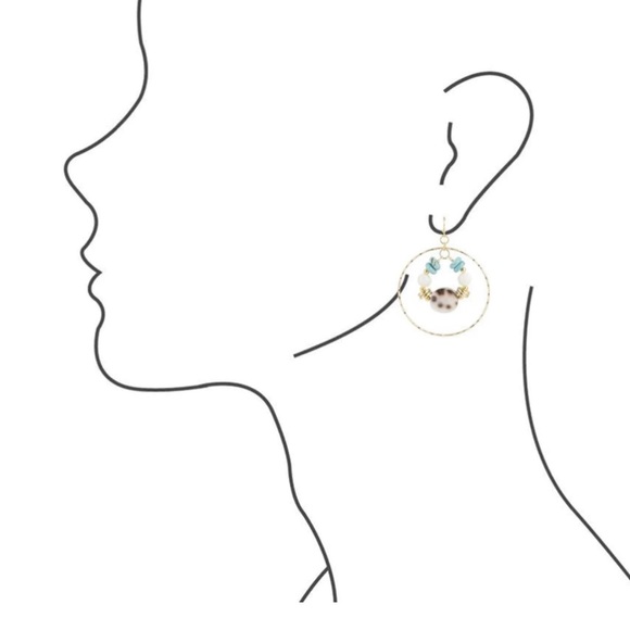 NWT Barse Bora Bora Turquoise and Shell Loop Earrings. - Picture 4 of 5